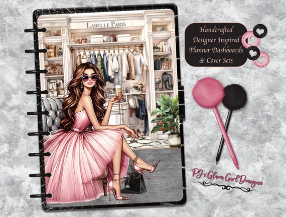 Champagne & Couture, Fashion Luxe Planner Dashboard and Covers, Chic Feminine Accessories, Custom Sizes