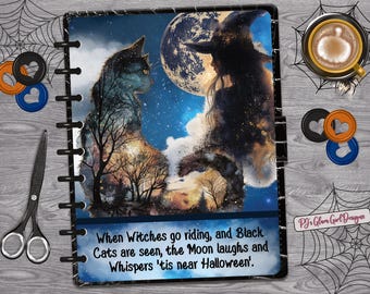 When Witches Ride!, Happy Halloween Kids! Bats, Full Moon, Planner Dashboards, Covers,
