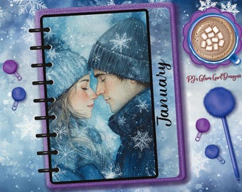 Winter Couple 2, Calendar Series, Fashion Planner Dashboard / Tab - Customizable for Season or Month.