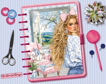 Country Cottage Planner Cover, Spring Countryside Dashboard, Blonde Woman 2 Insert, Custom Size