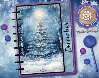 Winter Christmas Tree, Calendar Series, Fashion Planner Dashboard / Tab - Customizable for Season or Month.
