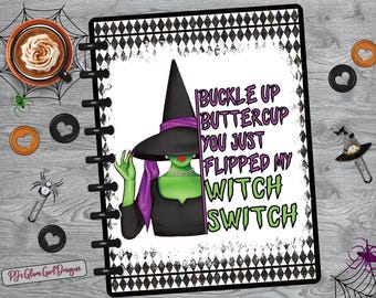 My Witch Switch! Halloween Scene, Ghosts, Bats, Witch, Planner Dashboards, Covers,