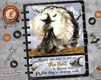 Put On The Hat! Halloween Scene, Ghosts, Bats, Witch, Planner Dashboards, Covers, A5/GM, A6, Personal/MM/Wide, HP Big, Classic & Mini.
