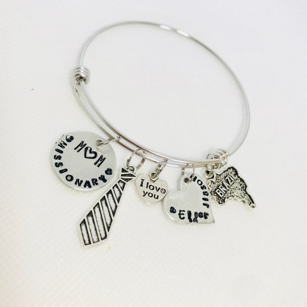 Missionary mom bracelet (LDS, missionary, bangle bracelet , Mormon, Called to serve, return with honor)