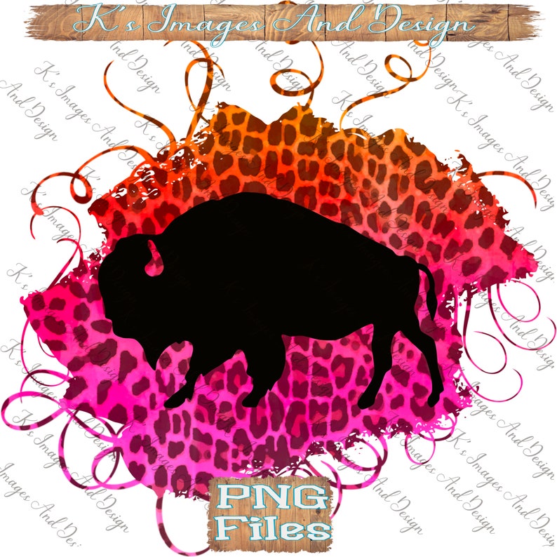 Buffalo Silhouette Hot Pink Leopard print PNG SUBLIMATION Digital Download