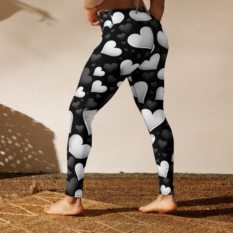 Black and White Heart Leggings / Heart Leggings Love Yoga Etsy