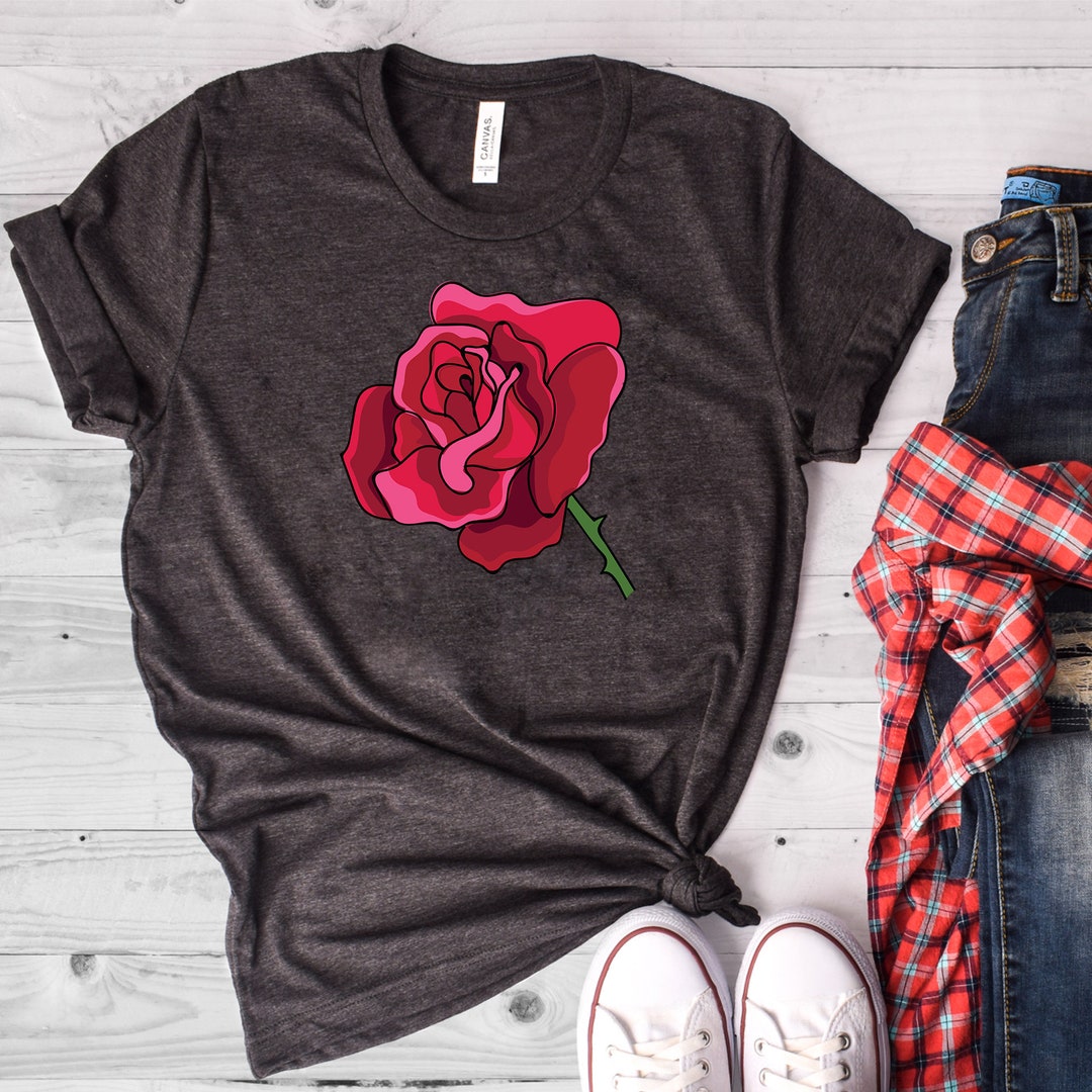 Red Rose Shirt Floral Shirt Rose Tshirt Red Roses Shirt Etsy