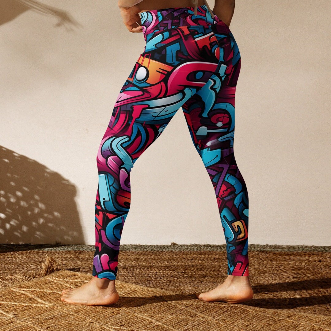Vibrant Graffiti Leggings / Spray Paint Legwear Graffiti Etsy