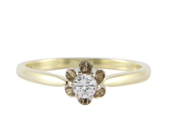 Gold solitaire ring with Diamond 0.17 Ct. 14 KRT