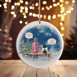 Christmas Ceramic Personalised Pet Memorial Christmas Tree Ornament, I miss you I Miss You More Pet Loss Bauble, Dogs and Cats