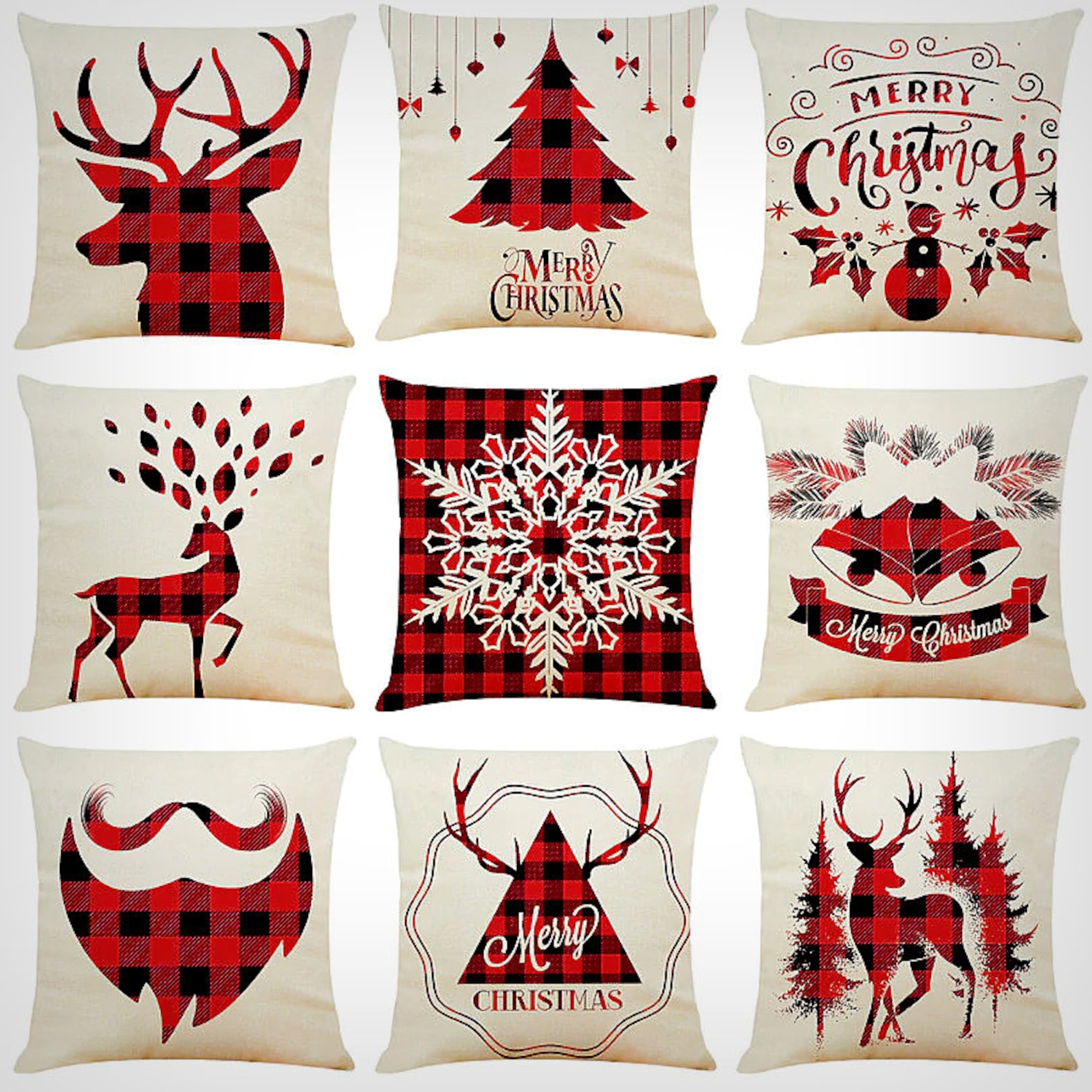 Vintage Christmas Pillow Covers Buffalo Check Pillowcases Etsy