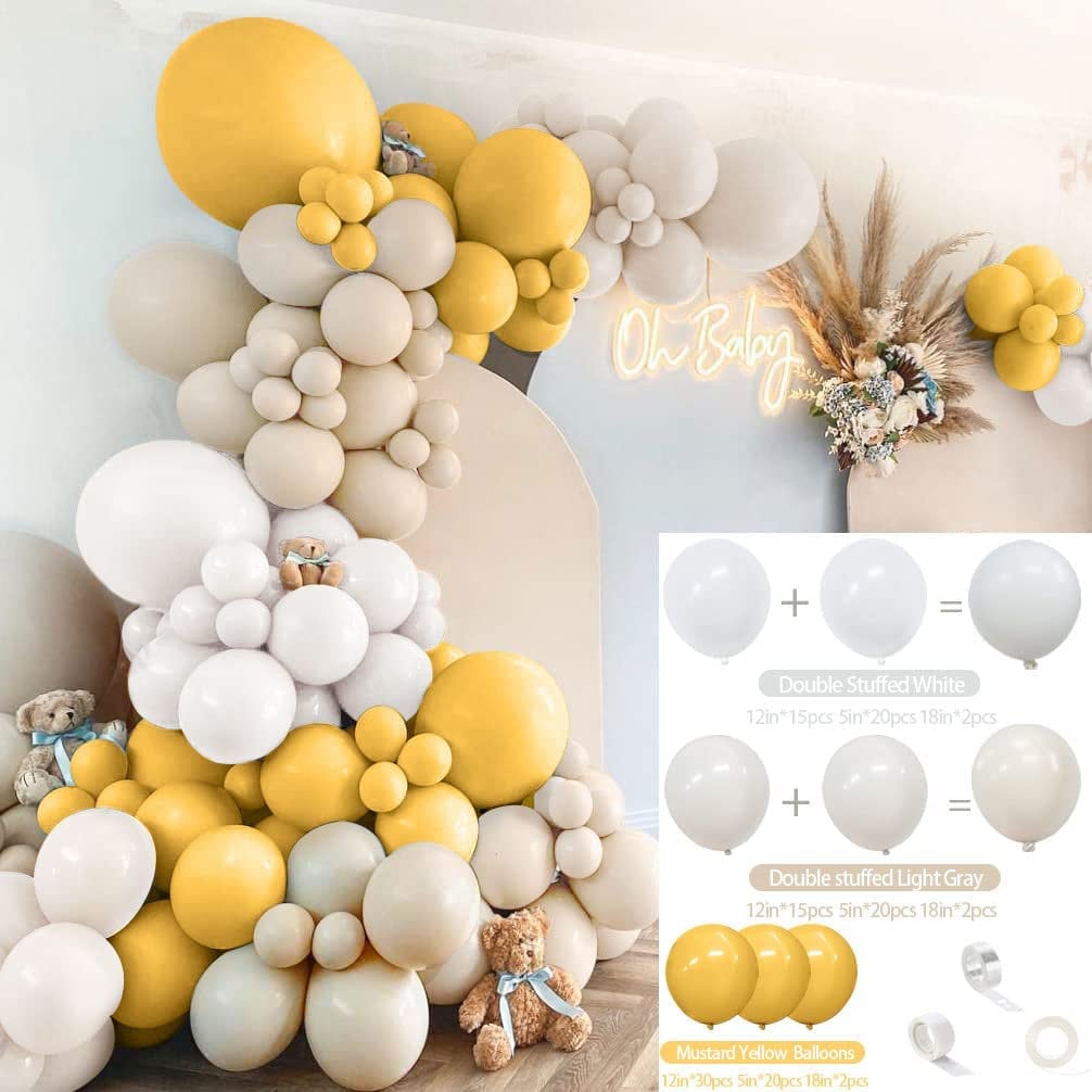 Mustard Yellow Balloon Garland Kit Double Stuffed Sand White Etsy