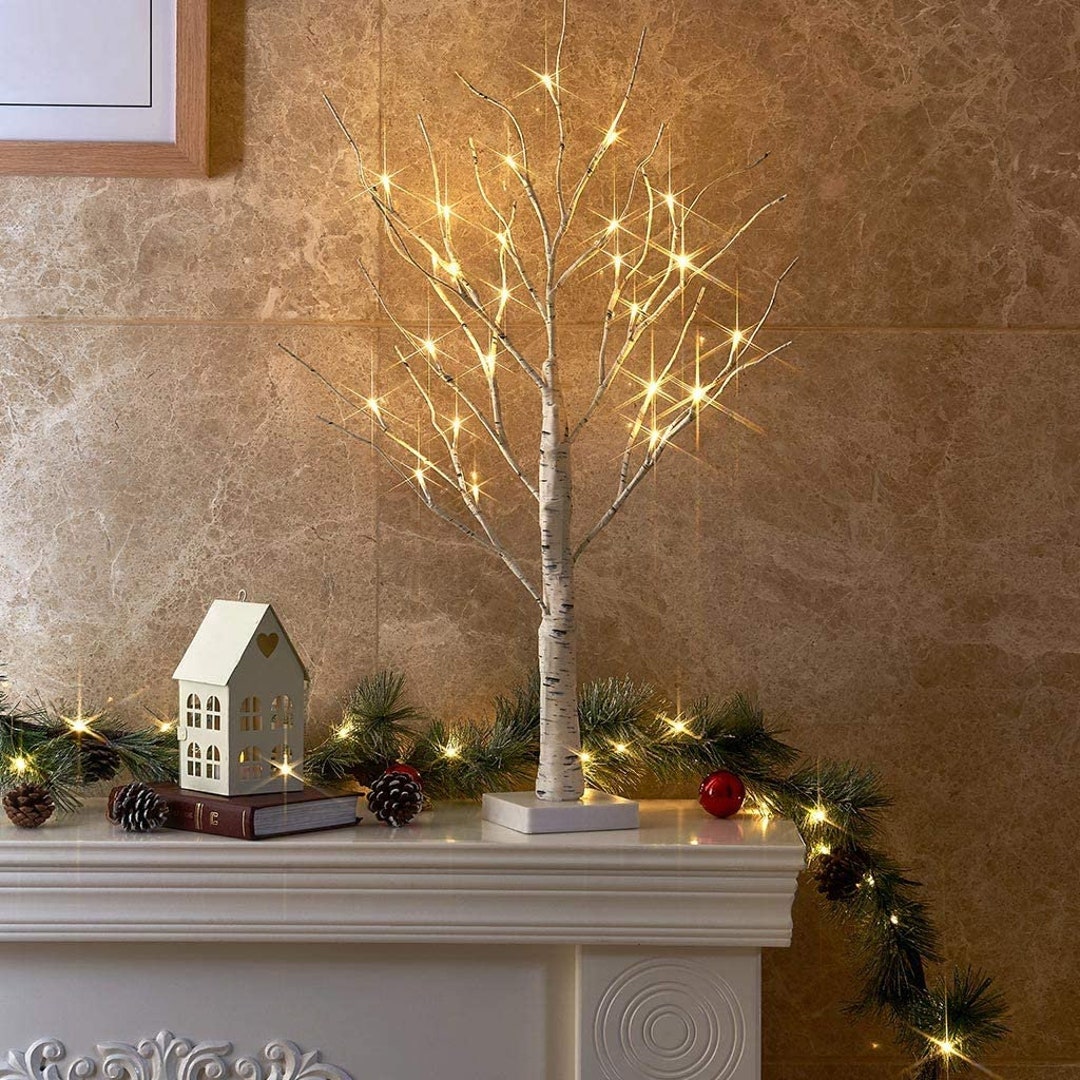 White Birch Christmas Tree Lighted 24 Inches Branch Tree for Etsy