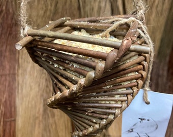 2 Willow Bird Feeders • Dried Fruit/Seed Balls/Nuts • Handcrafted with Irish Willow • Ecofriendly • Natural • Lifetime gift •