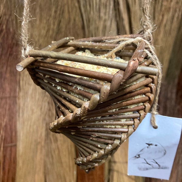 2 Willow Bird Feeders • Dried Fruit/Seed Balls/Nuts • Handcrafted with Irish Willow • Ecofriendly • Natural • Lifetime gift •