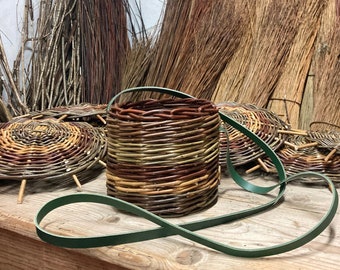 Inagh Willow and Leather Basket with long shoulder strap • Handcrafted with willow • Eco Friendly • Slow Craft • Lifetime Gift •