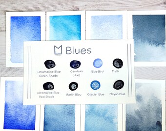 Blues handgemachte Aquarell-Punktkarte - Musterkarte