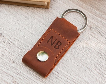 Leather keychain with initials, Small keychain, Engraved keychain bulk, Custom leather keychain logo, Simple keychain, Custom keychain bulk