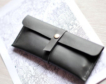 Trousse en cuir, trousse professeur, étui à stylos en cuir, porte-crayons en cuir, trousse personnalisée, trousse avec nom