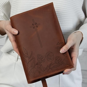 Copertina per Bibbia in pelle incisa, custodia per Bibbia da donna, copertina per libro cristiano, copertina per Bibbia personalizzata con nome, copertine per libri biblici