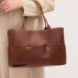 Leather handbags for women, Leather handbag handmade, Leather weave bag, Weave tote bag, Leather tote bag for women, Everyday tote bag