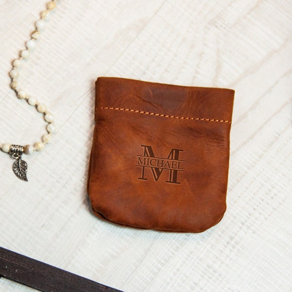 Custom rosary pouch with name, Leather rosary pouch, Monogrammed leather pouch, Leather rosary case, Personalized rosary pouch leather