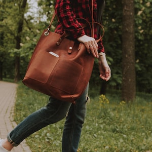 Leather tote bag with zipper, Leather bag women, Leather laptop bag personalized, Lather tote bag for women, Tote bag with pockets