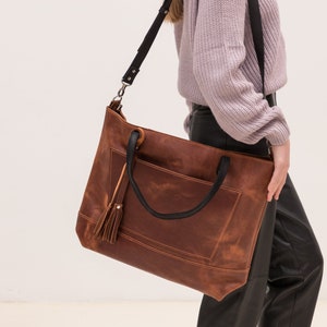 Leather laptop tote bags, Laptop work bag women, Laptop bag 17 inch, Large shoulder tote bag, Large handbag tote, Laptop bag 15 inches