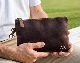 Personalized leather golf ball pouch, Leather golf ball bag, Golf valuables pouch, Monogrammed golf ball pouch, Leather golf accessories