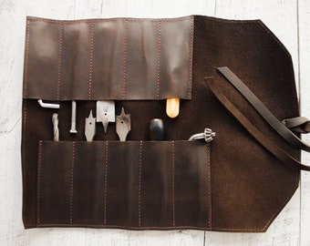 Leather tool roll,Leather tool storage,Tool roll bag,Leather tool case,Tool organizer roll,Tool pouch roll