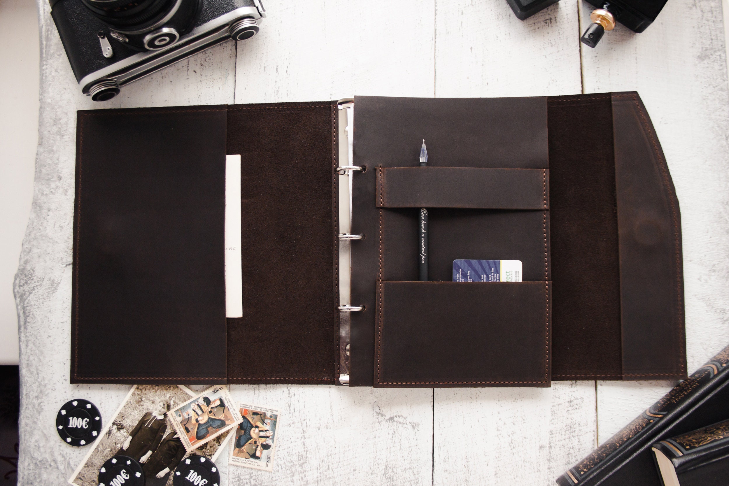 Leather Binder 3 Ring A5 Planner Binder 6 Ring 3 Ring Binder Etsy