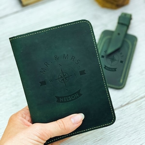 Paspoorthoezen met monogrammen, paspoorthouders en bagagelabels, leren paspoorthoes, aangepaste paspoorthouder voor bagagelabels