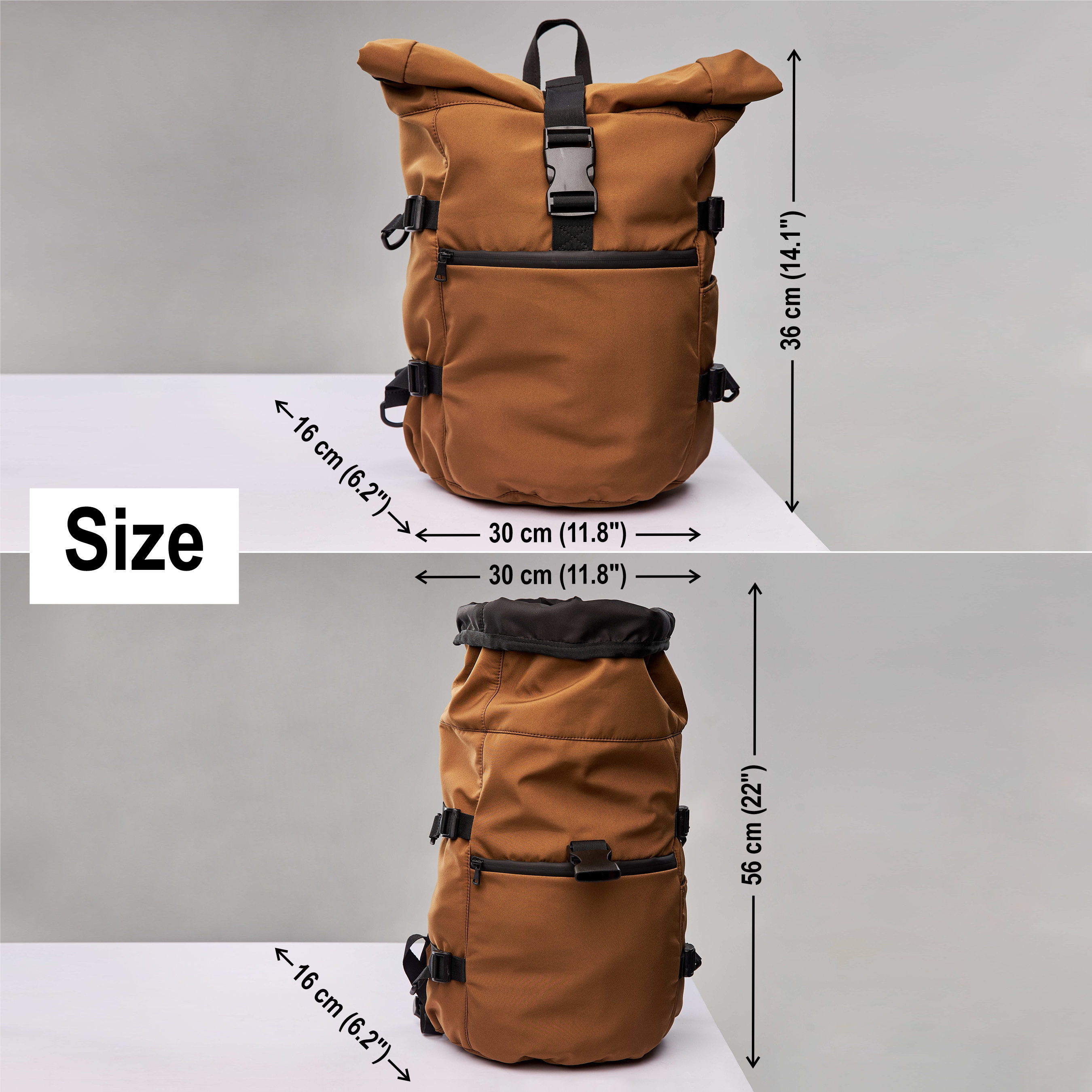 Waterproof Backpack for Men, Hiking Backpack, Roll Top Backpack, Large ...