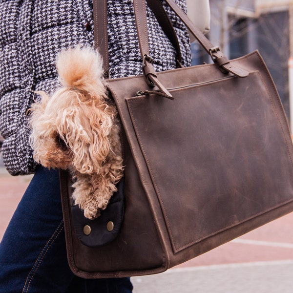 Leder-Hundetasche, Hundetragetasche, personalisierte Hundetrage, handgefertigte Hundetrager, Leder-Haustiertrage