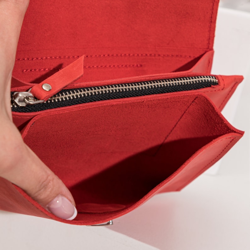 Cartera de mano de piel para mujer, Cartera de mano de piel con correa, Cartera de piel para mujer, Cartera de mano tipo sobre, Cartera de mano de piel personalizada imagen 9