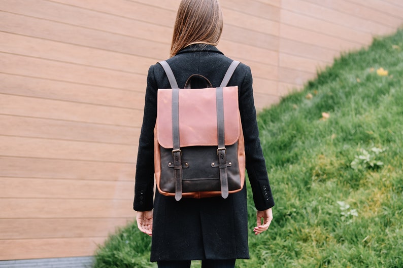 Leather backpack men laptop, Brown backpack, Satchel backpack, Mens backpack, Laptop backpack men, Laptop backpack with logo image 7