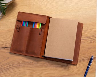 Diario de cuero recargable A5, Funda de cuaderno de cuero, Diario de cuaderno para mujer, Funda de agenda A5, Diario de cuero recargable para mujer