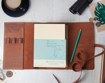 Couverture de cahier de voyage Midori, couverture Midori a5, couverture d'agenda en cuir, agenda Midori, journal Midori
