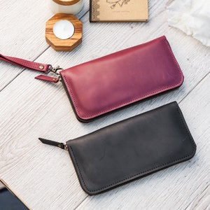 Organizador de billetera, Organizador de viaje, Cartera de cuero para mujer, Cartera para hombre grabada, Cartera con cremallera, Cartera con monograma, Cartera con cremallera, Cartera grande