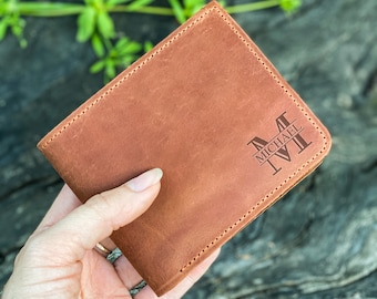 Billetera personalizada para papá, Billetera grabada para papá, Billetera de cuero personalizada para hombres, Regalo del día del padre de su hijo, Billetera de cuero para hombres