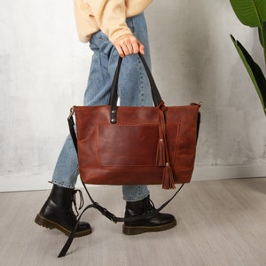 Leather laptop bag women, Leather laptop tote bag, Leather work bag women, Womens laptop bag 15 inch, Womens laptop bag 13 inch image 10