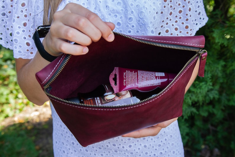 Leather makeup bag personalizedCosmetic bag with Etsy