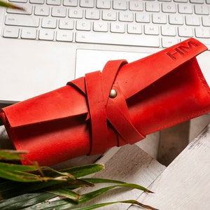 Leather pencil roll personalized, Pencil roll case, Pencil case with name, Pencil roll leather, Custom pencil holder, Leather pen roll