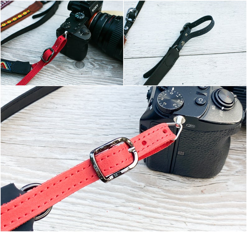 Leather camera strap for women, Camera strap for canon, Camera strap for sony, Camera strap for mirrorless camera, Embroidered camera strap image 9