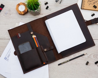 Leather notebook cover,Leather journal refillable,Journal cover leather,Notebook cover a5,Leather organizer for men,Leather portfolio