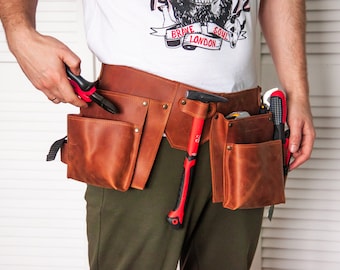 Leather tool belt pouches, Leather tool belt 4 tool holder, Leather tool belt welder, Personalized tool belt with phone pocket