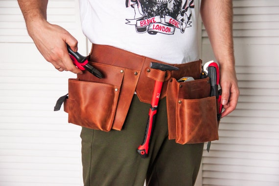 Trutuch Maroon Leather Tool Belt, 17 Pockets, Tool Pouch, Drywall Tool  Belt, Carpenter Tool Bag, Leather Tool Belts for Men, Construction, Framers