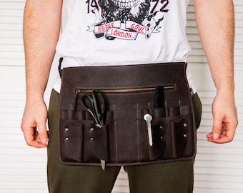 Delantal de peluquero de cuero, soporte de tijera de cuero, regalo para peluquero, funda de corte, funda de tijera de cuero, bolsa de herramientas de peluquero