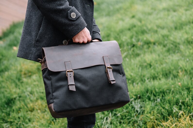 Men cross body bag,Men crossbody bag,Men laptop bag 17 inch,Canvas messenger bag men,School bag college,Canvas laptop bag men image 2