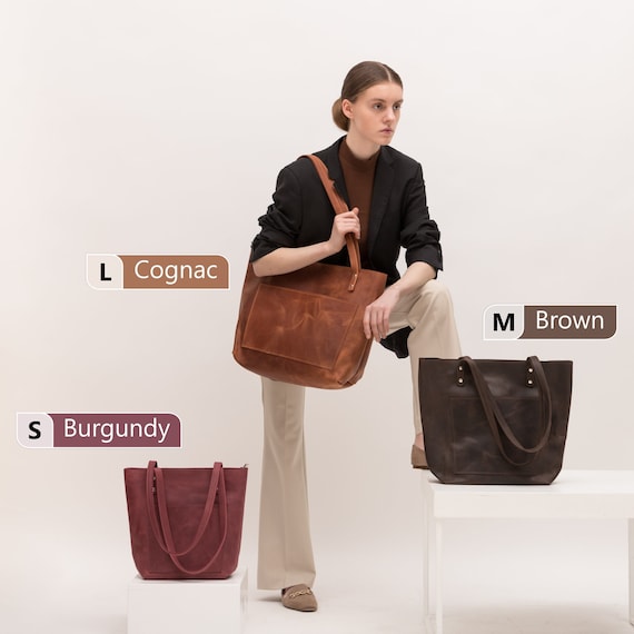 Borsa Tote In Vera Pelle Per Donna - Borsa Laptop 15.6 Pollici, Ufficio, Elegante E Spaziosa